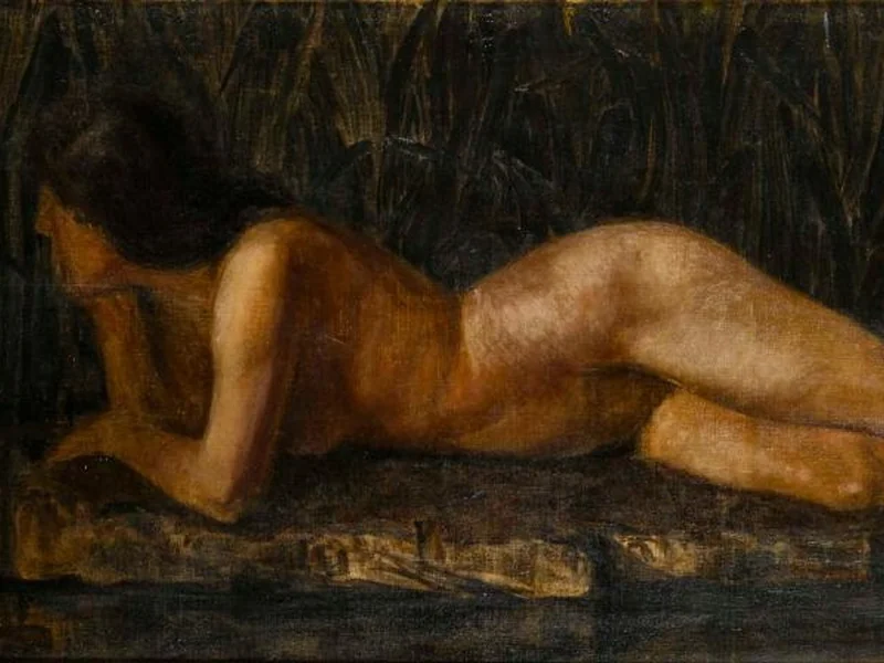 1857-Robert von Haug - Donna nuda sdraiata
